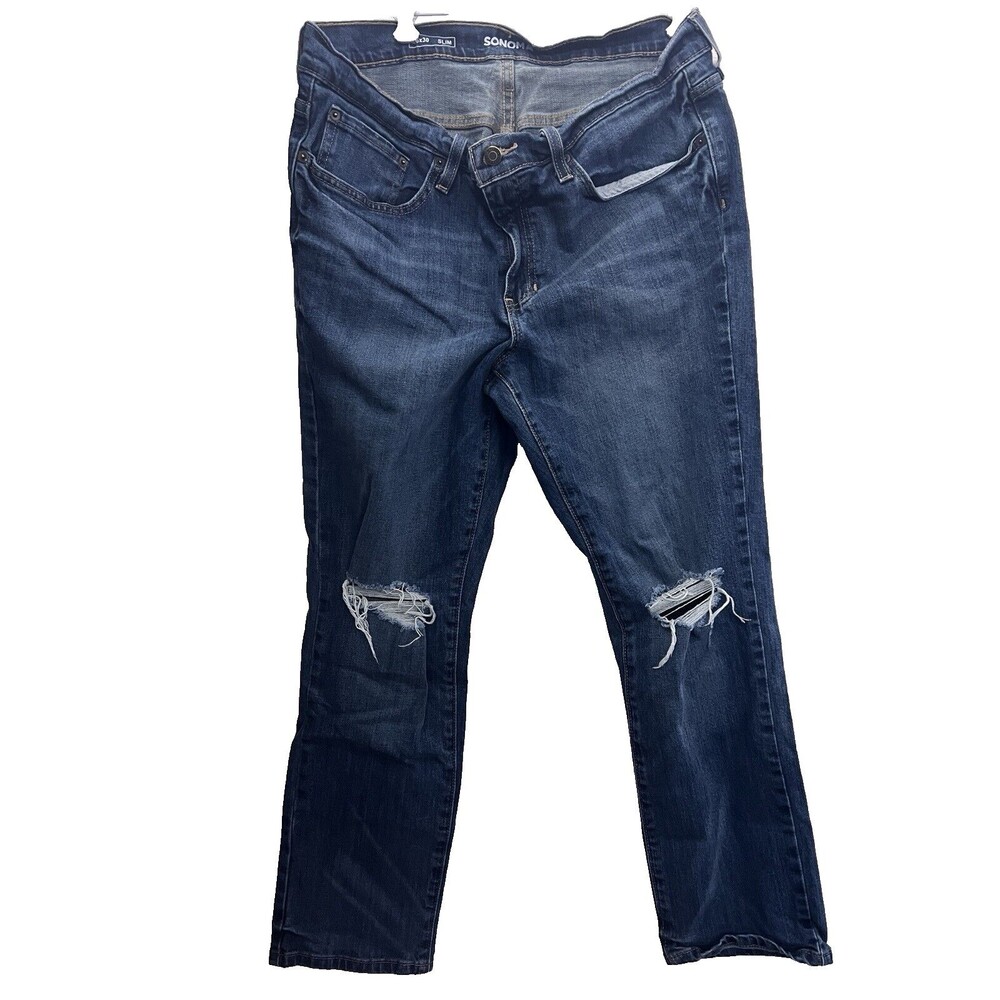 Sonoma Mens Blue Slim Straight Everyday Jeans Size 36x30 Item Number 197726